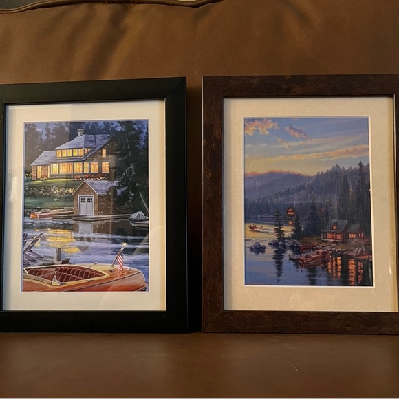 Darrell Hunter | Art | Blue Moon Bay Lake Cabin Chris Craft Boat Prints ...